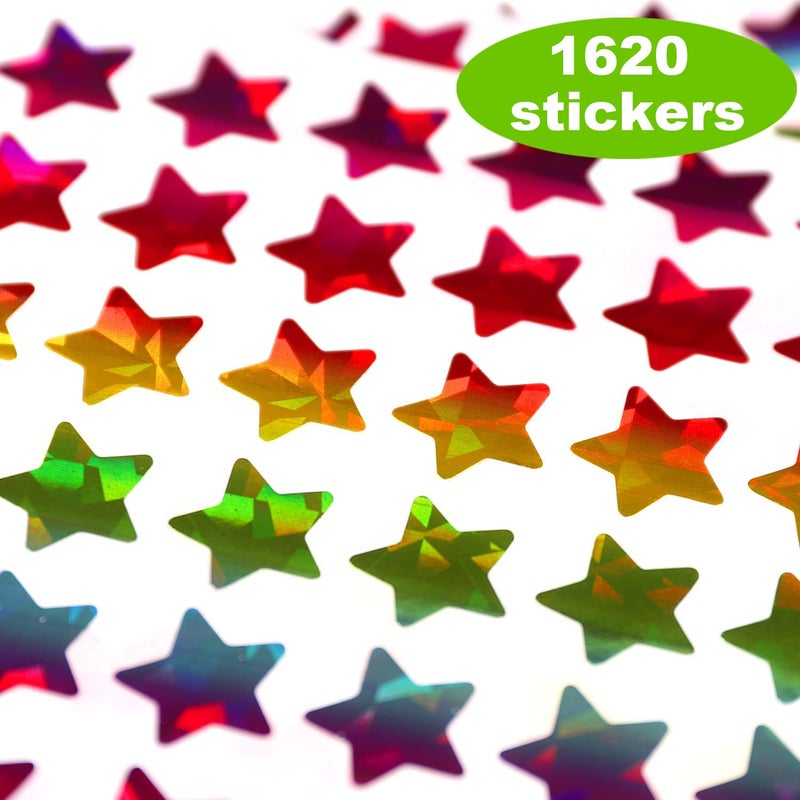 Lrogoe 1620 Holographic Rainbow Small Star Stickers for Kids Reward  Behavior Chart  Student Planner and School Classroom Teacher Supplies  0.6"" Diameter - Image 2